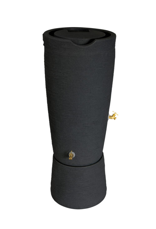 Impressions Stone 50 Gallon Rain Saver - 2 pc with stand - Black