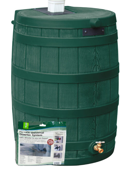 Rain Wizard 50 Gallon Rain Barrel with Diverter Kit - Green
