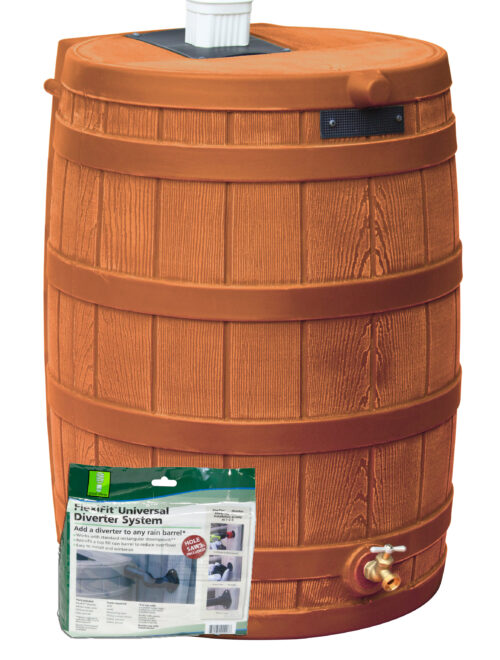 Rain Wizard 50 Gallon Rain Barrel with Diverter Kit - Terra Cotta