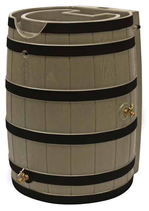 Rain Wizard 65 Gallon Rain Barrel with Darkened Ribs - Khaki