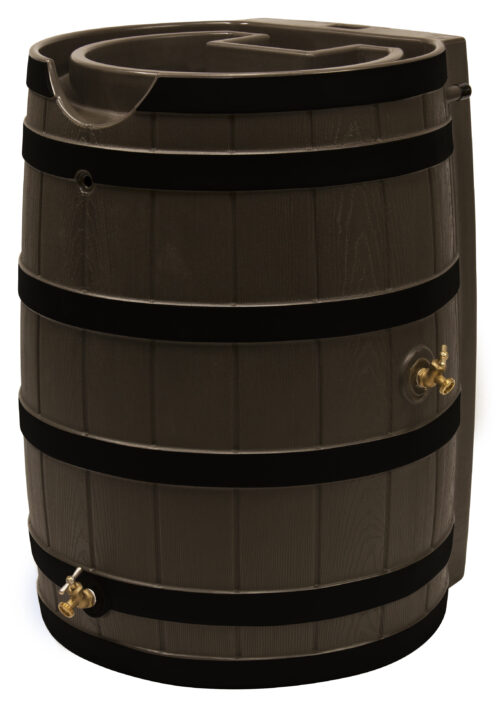 Rain Wizard 65 Gallon Rain Barrel with Darkened Ribs - Oak